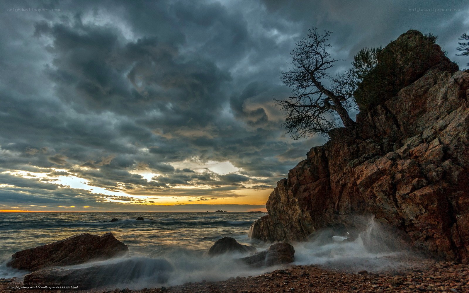 Stormy coastal sunset
