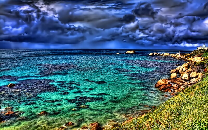 Stormy coastal waterscape