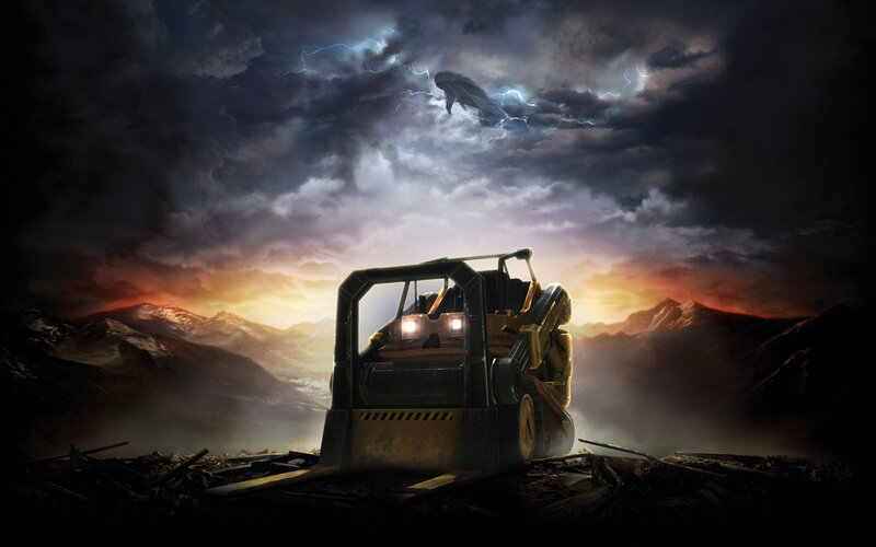 Stormy construction scene