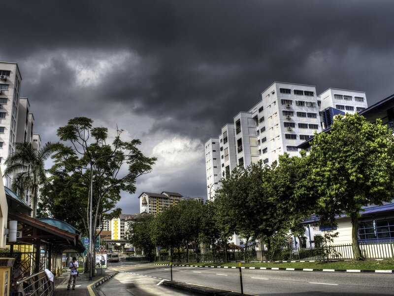 Stormy day in a residential area