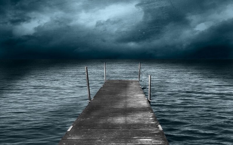 Stormy dock at sea