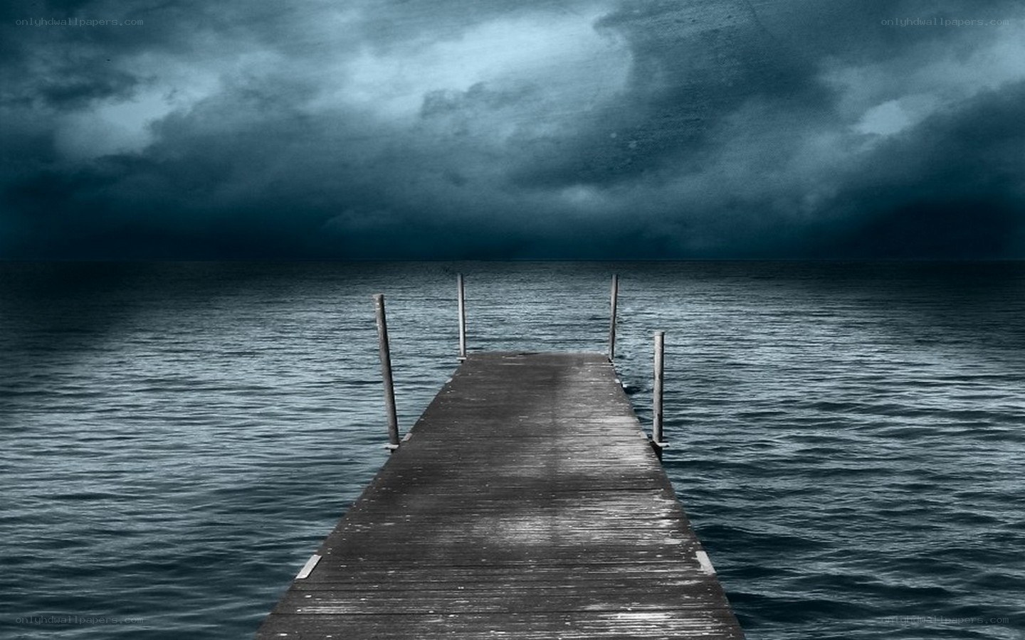 Stormy dock at sea