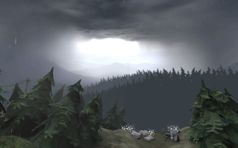 Stormy forest landscape