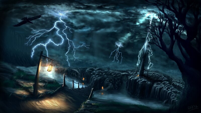 Stormy Landscape at Night