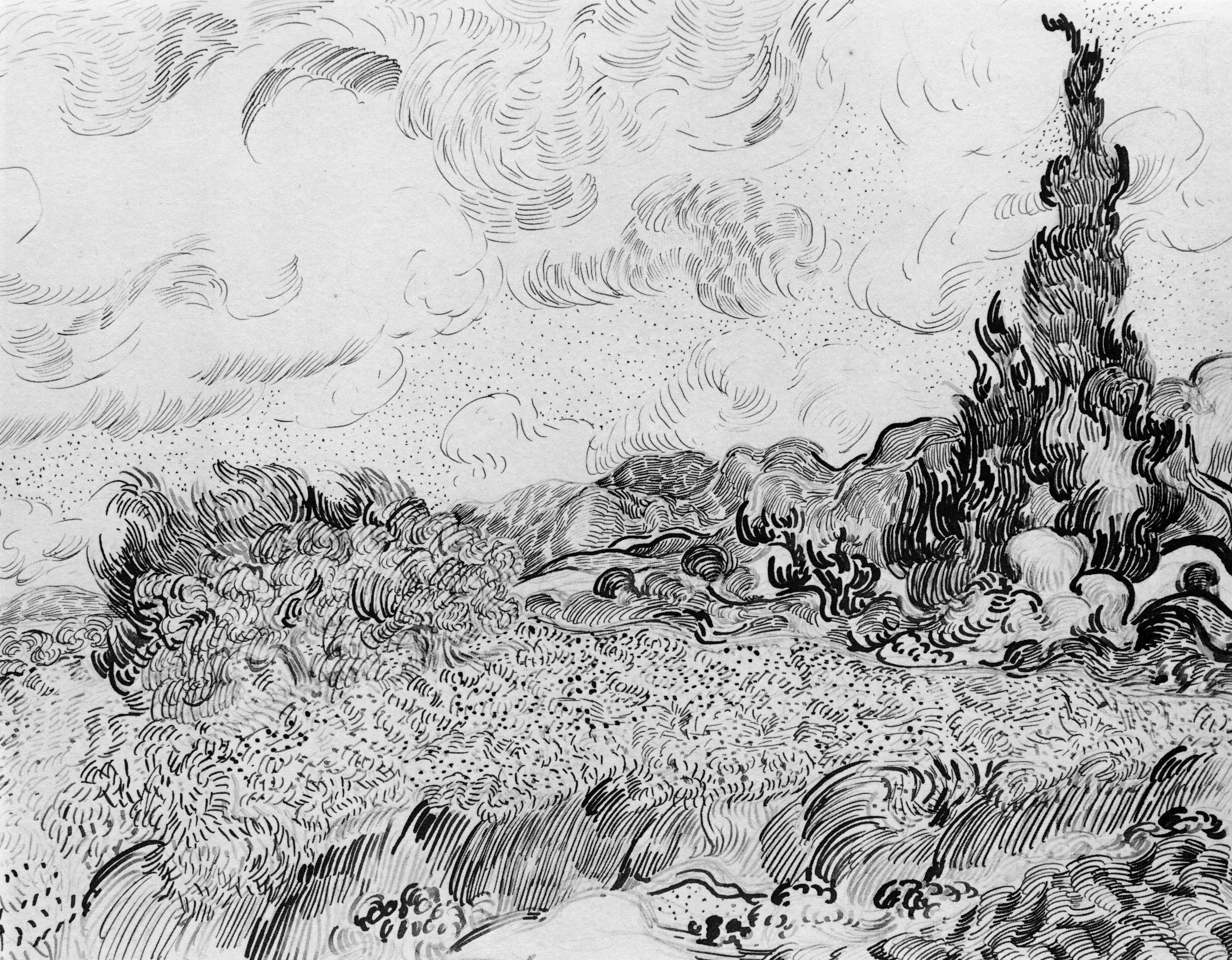 Stormy Landscape Drawing