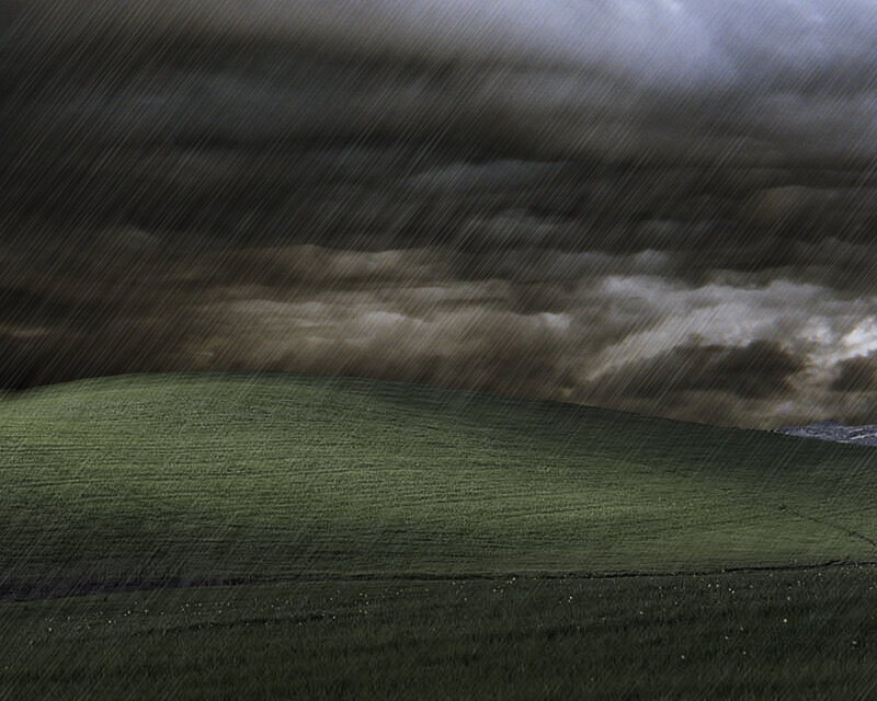 Stormy landscape with rain