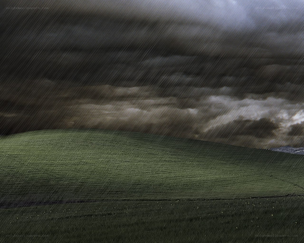 Stormy landscape with rain