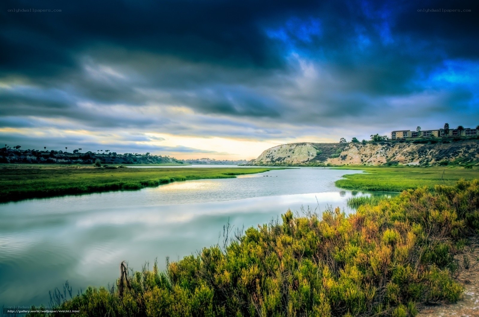 Stormy Marshland River Scene