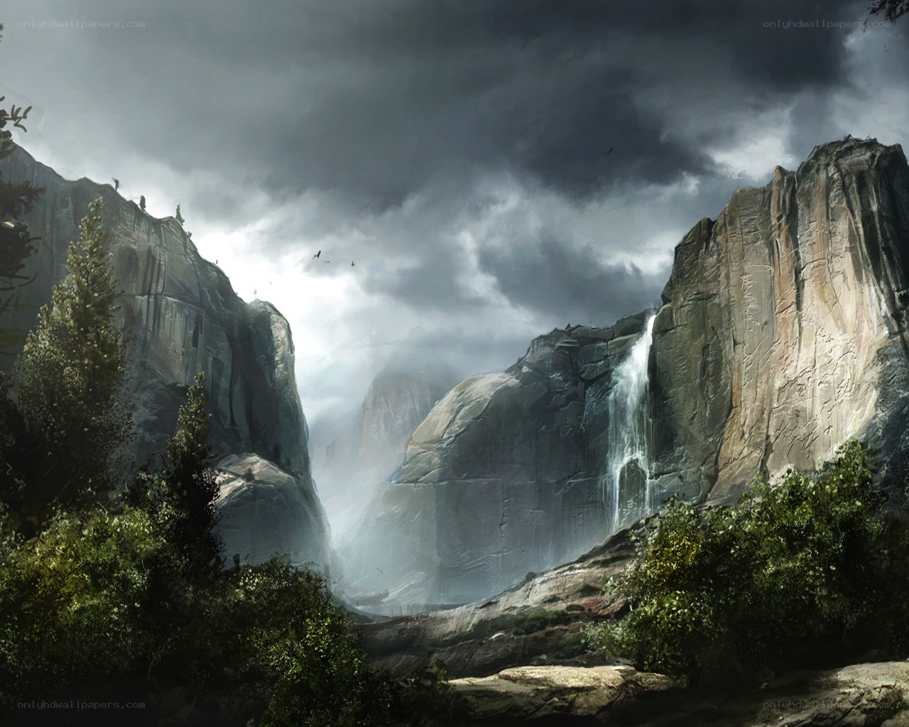Stormy mountain canyon