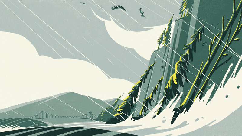 Stormy Mountain Landscape — Green