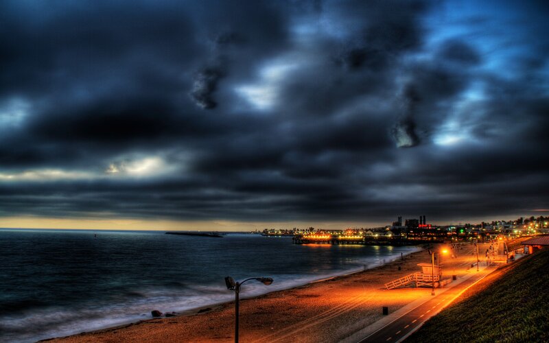 stormy night at the beach