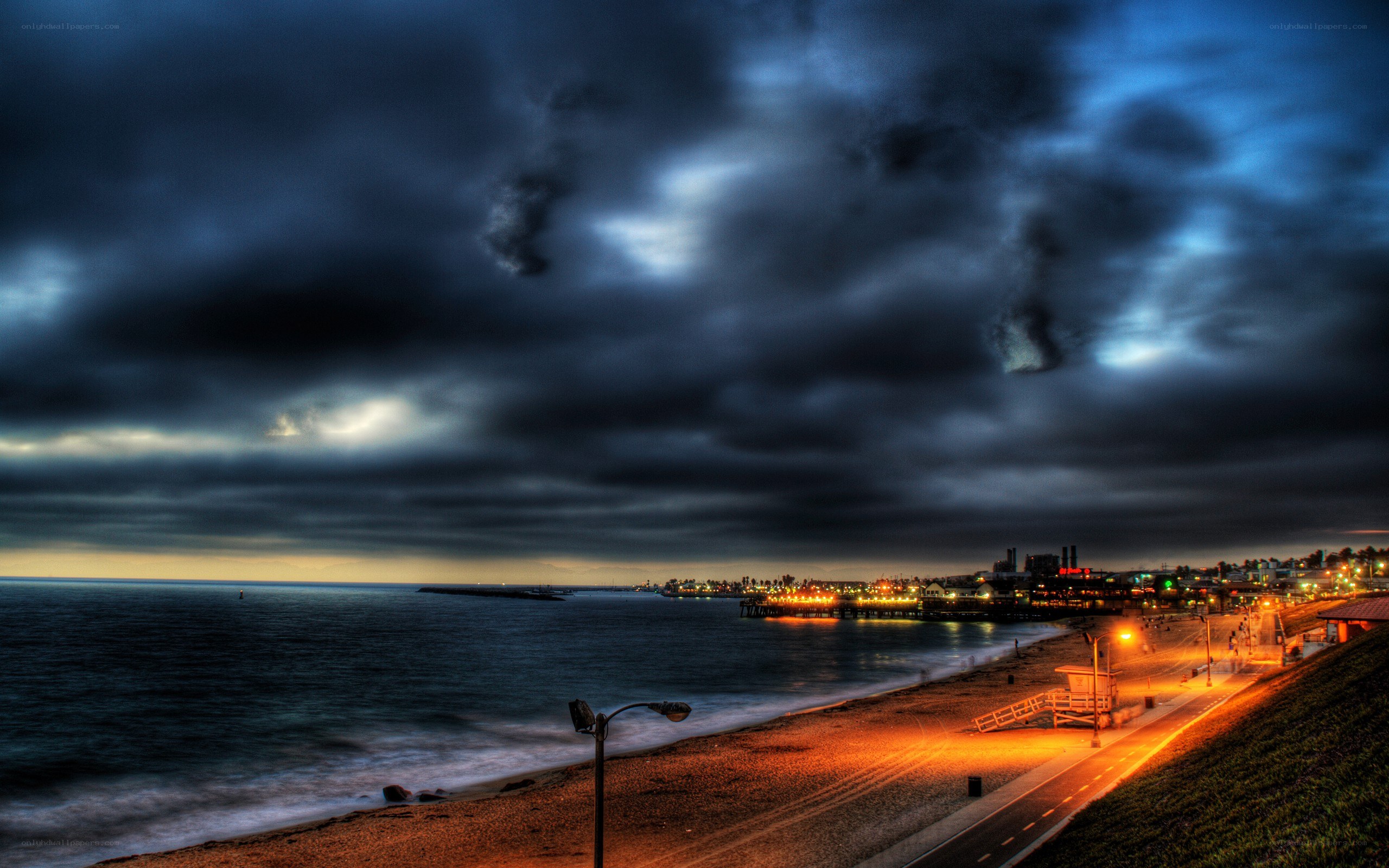 stormy night at the beach