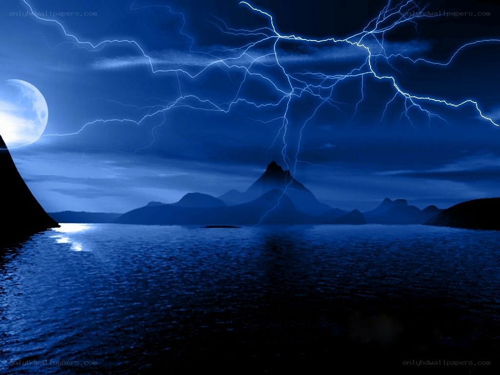Stormy night over the sea
