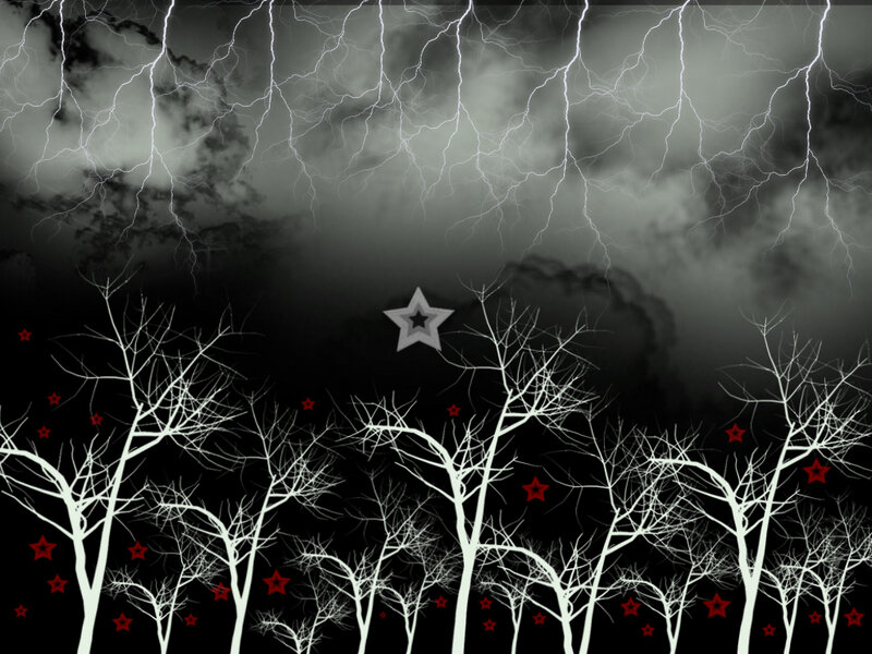 stormy night with bare trees