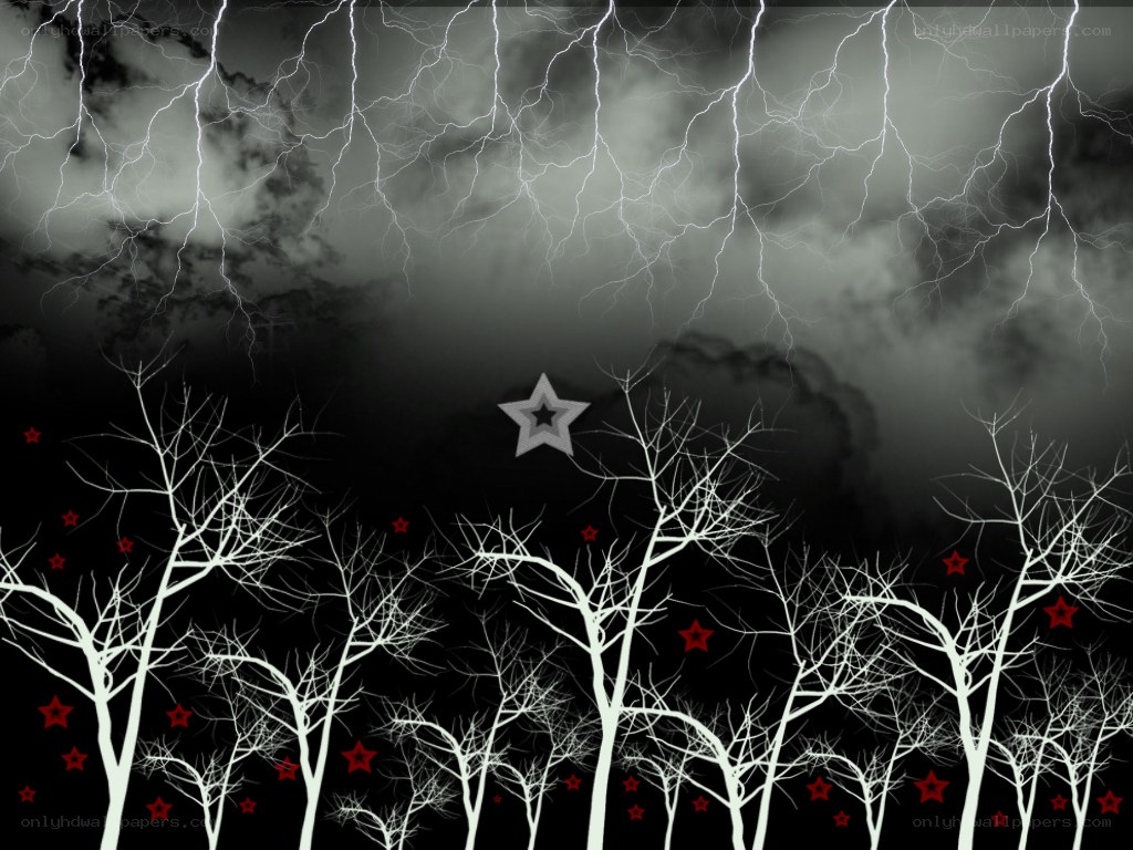 stormy night with bare trees