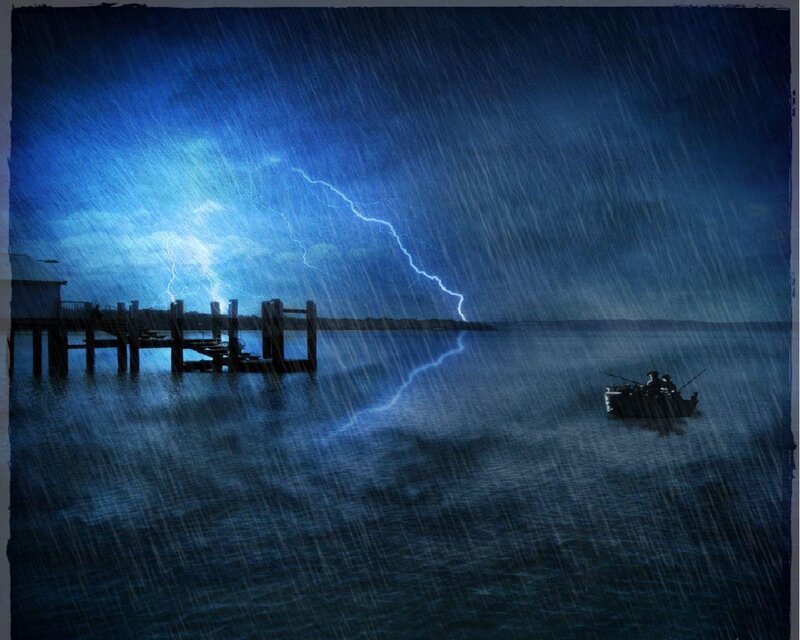 Stormy night with lightning
