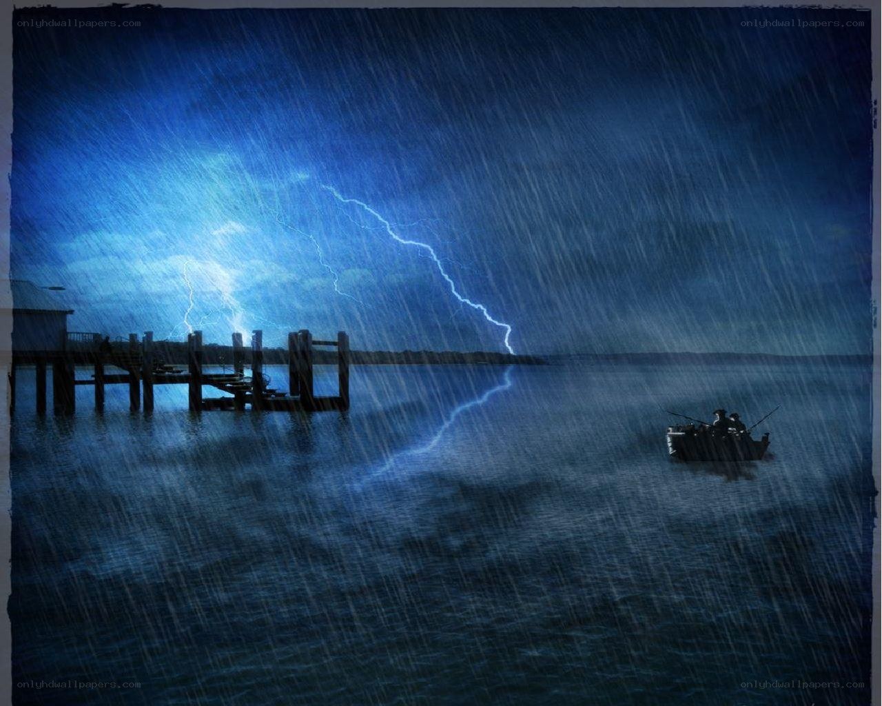 Stormy night with lightning