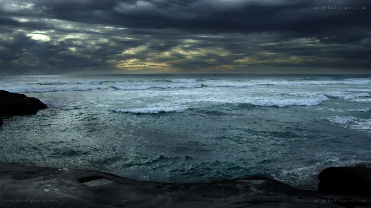 Stormy ocean at dusk