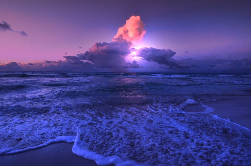 Stormy Ocean at Dusk — Purple