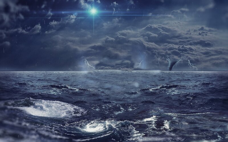 Stormy Ocean at Night