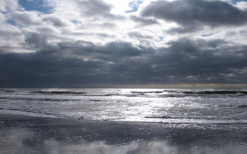 stormy ocean at sunset