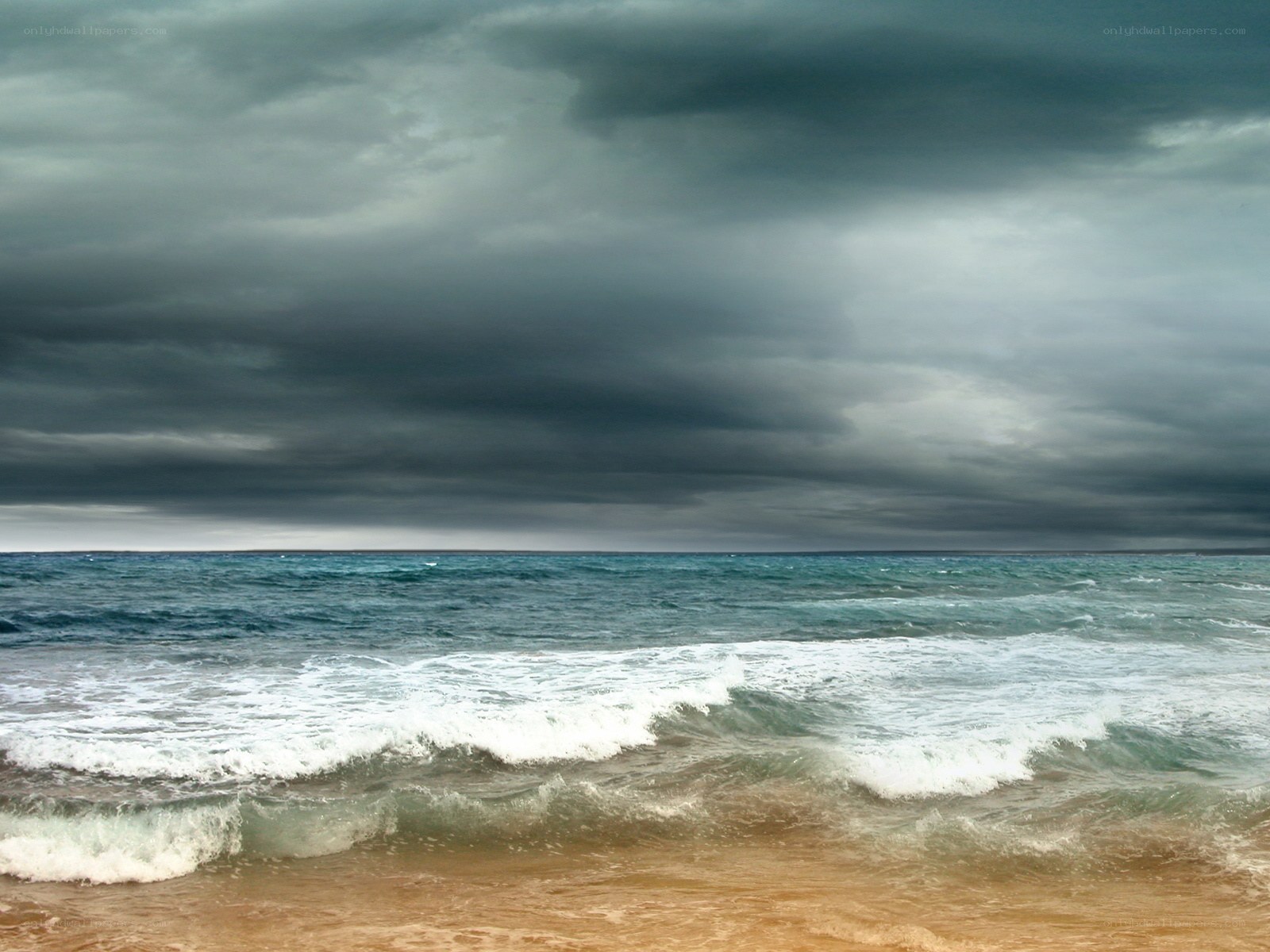 Stormy ocean waves at beach
