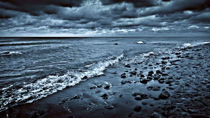 Stormy Ocean Waves — Blue, Dramatic, Photograph, Clouds
