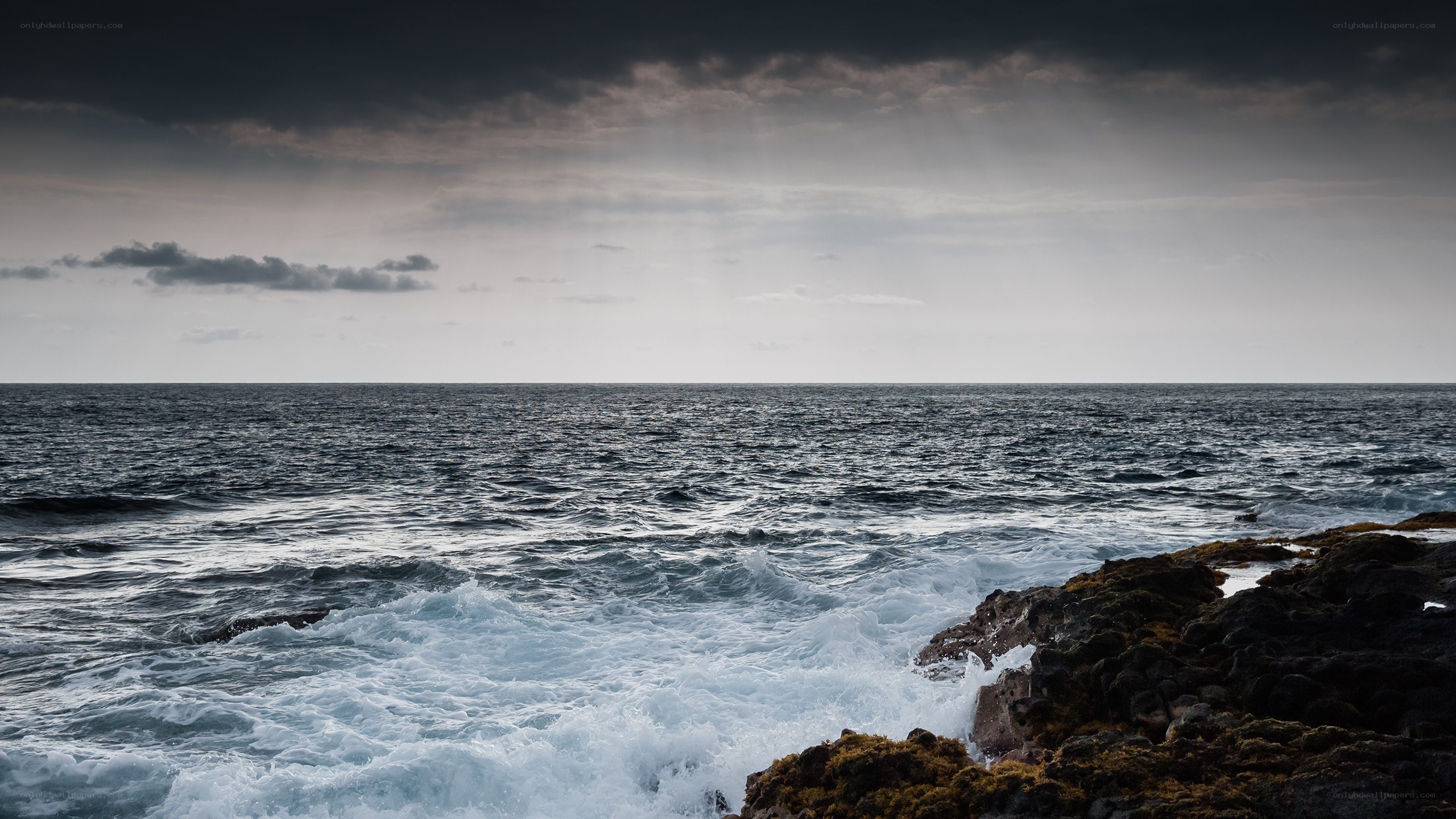Stormy ocean waves crashing