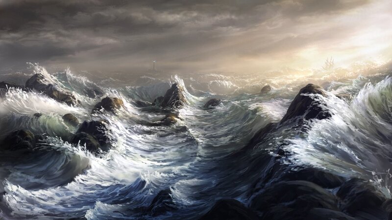 Stormy Ocean Waves — Gray, Dramatic
