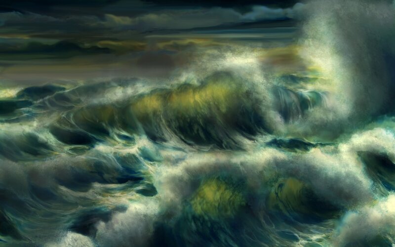 Stormy Ocean Waves — Green, Dramatic