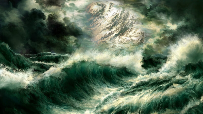 Stormy Ocean Waves — Green