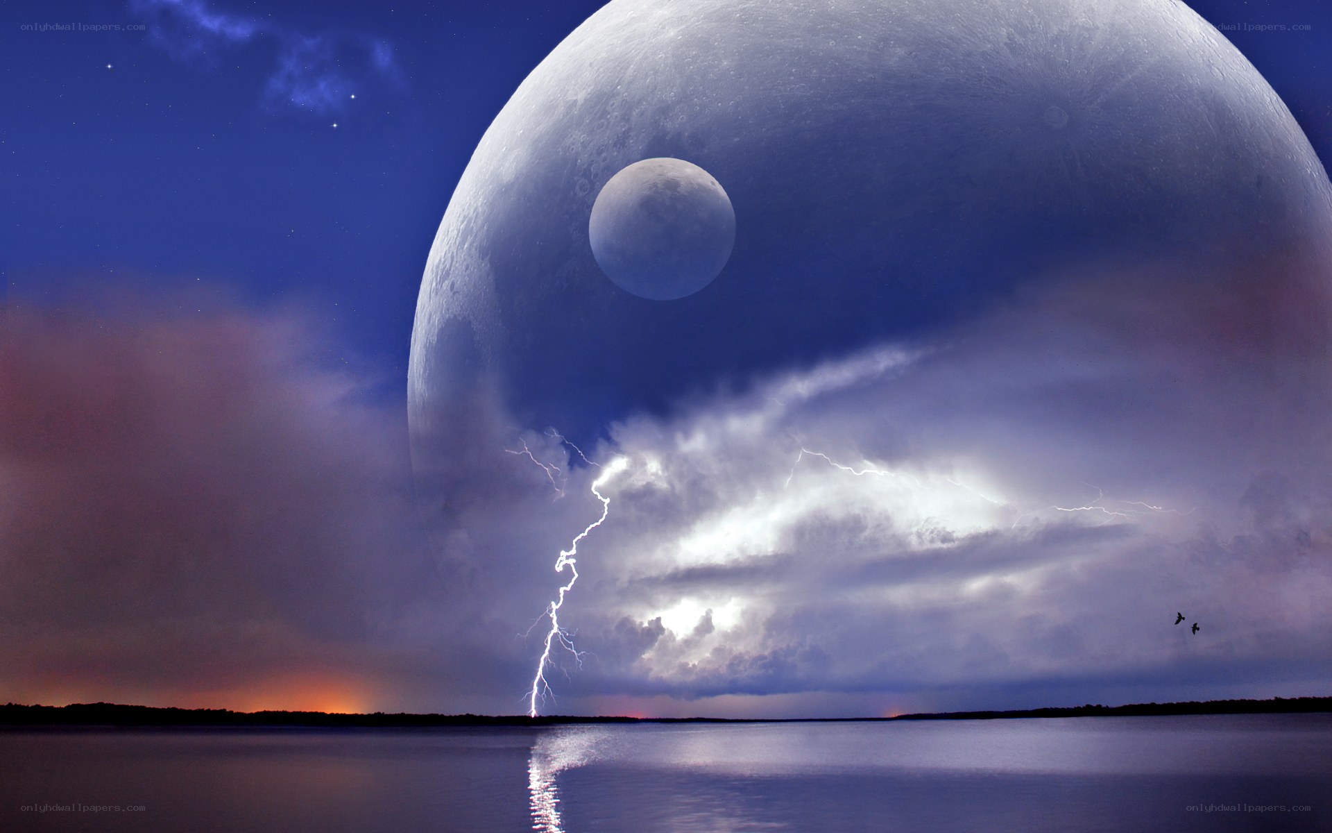 Stormy planet landscape