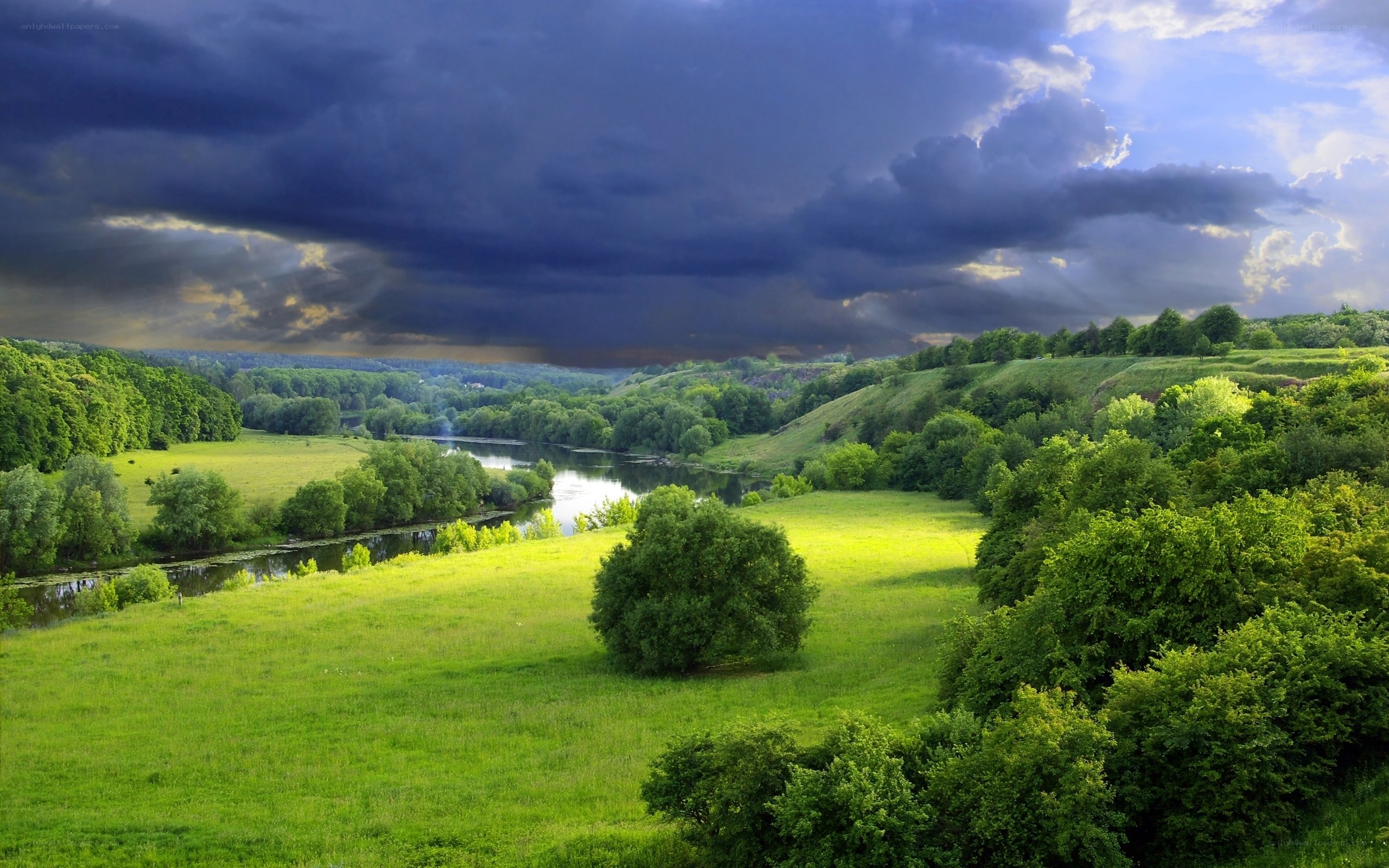 Stormy River Valley Landscape