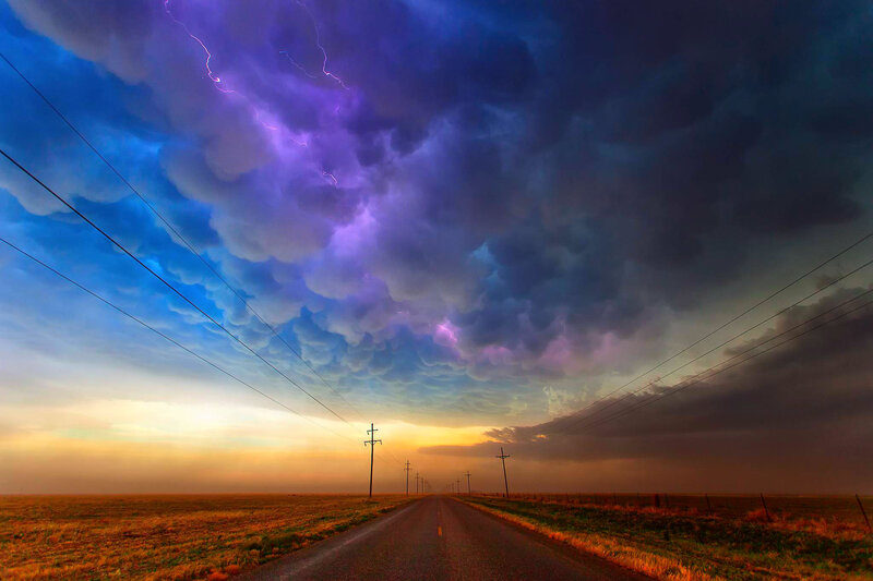 Stormy Road at Sunset — Purple