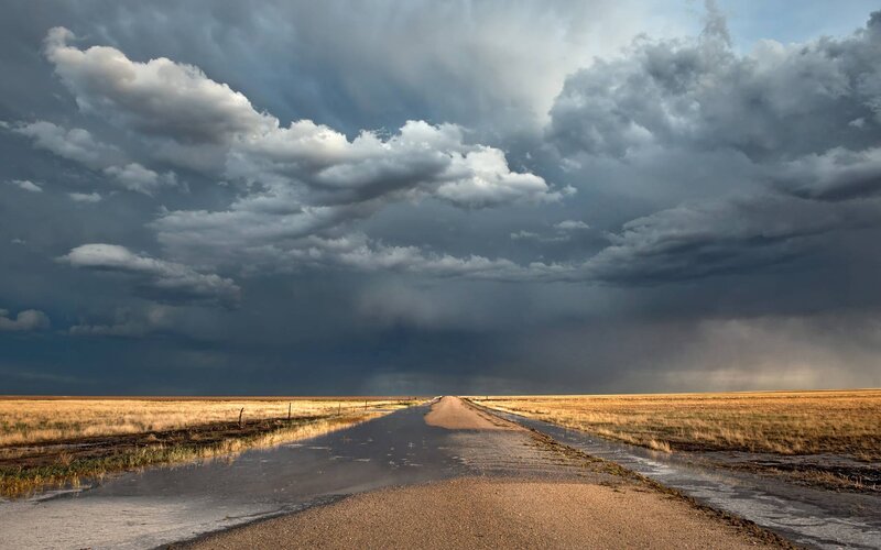 Stormy Road in Field