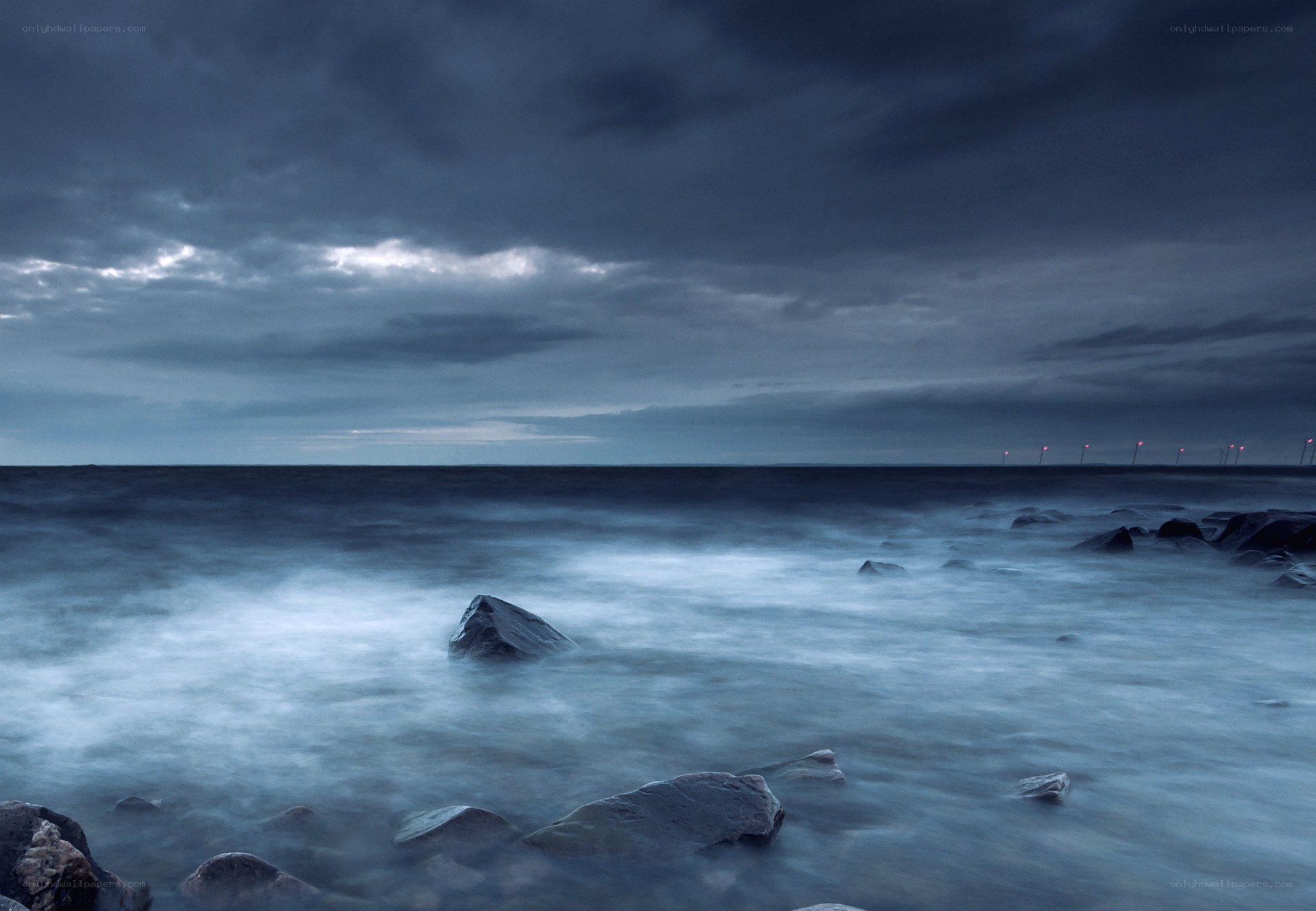 Stormy sea at dusk