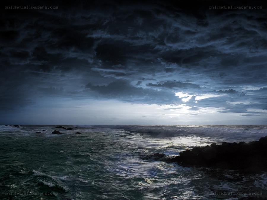 Stormy sea at dusk