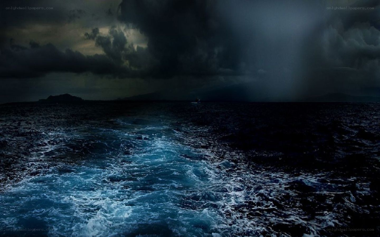 Stormy sea at night