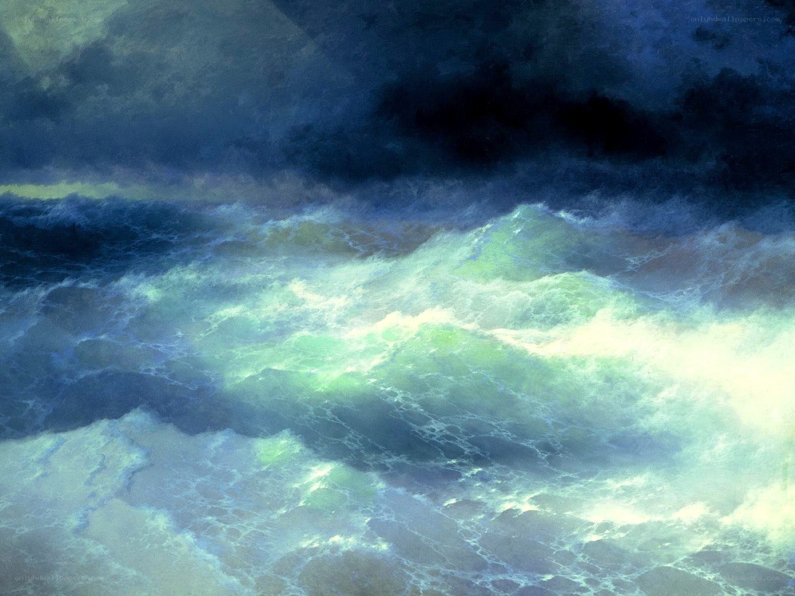 Stormy sea at night