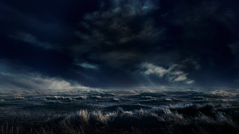 Stormy sea at night