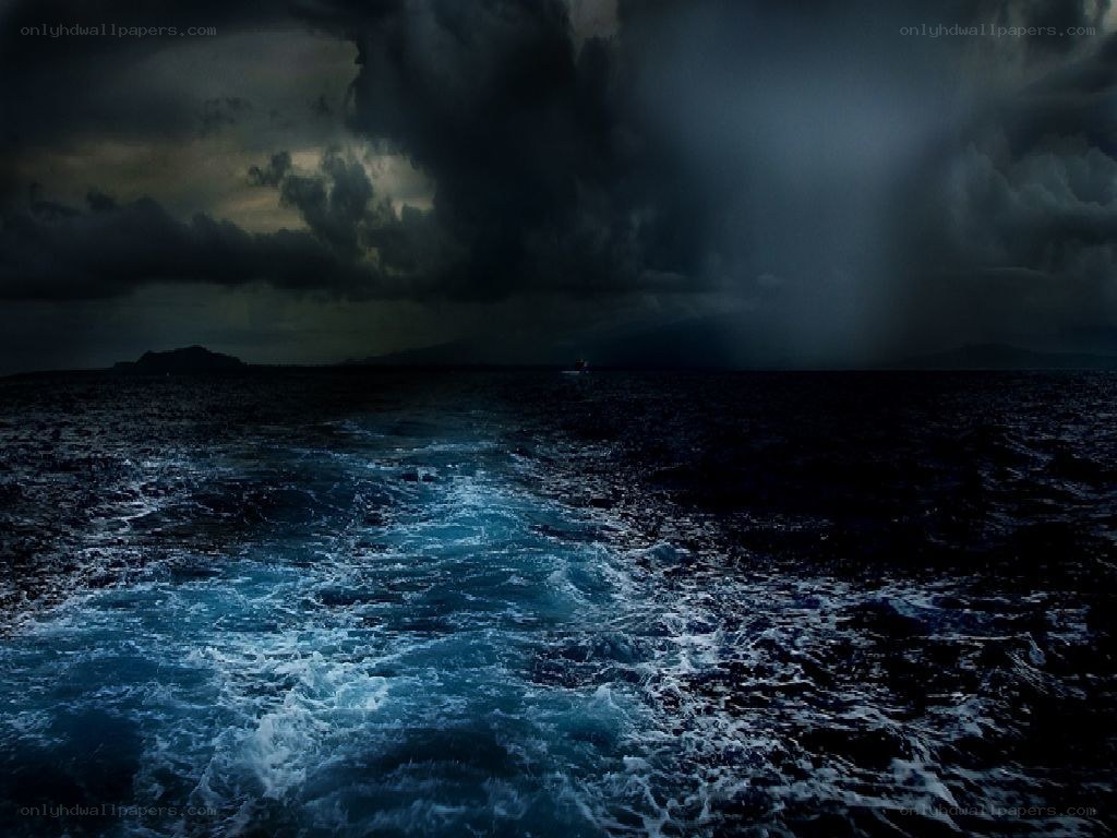Stormy sea at night