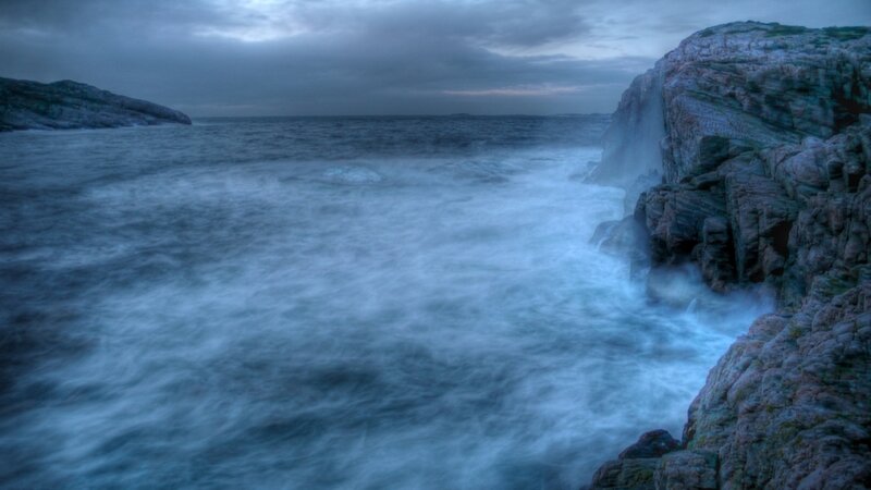 stormy sea at rocky coast
