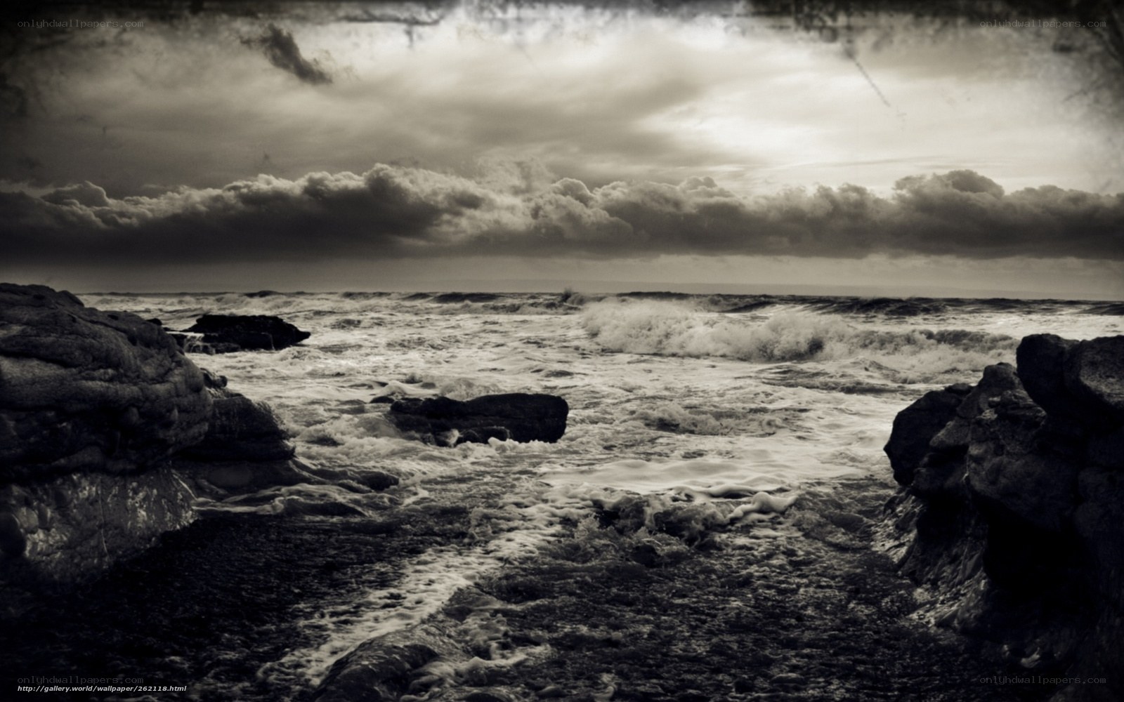 Stormy Sea at Rocky Shore