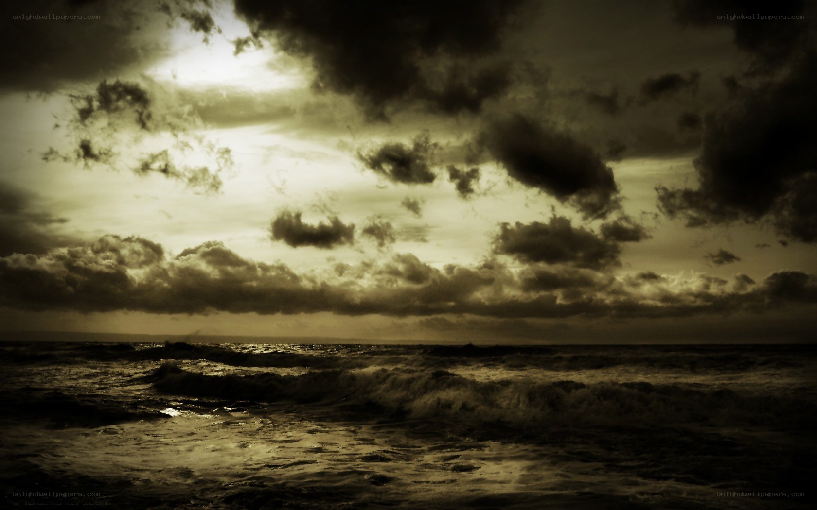 stormy sea at sunset