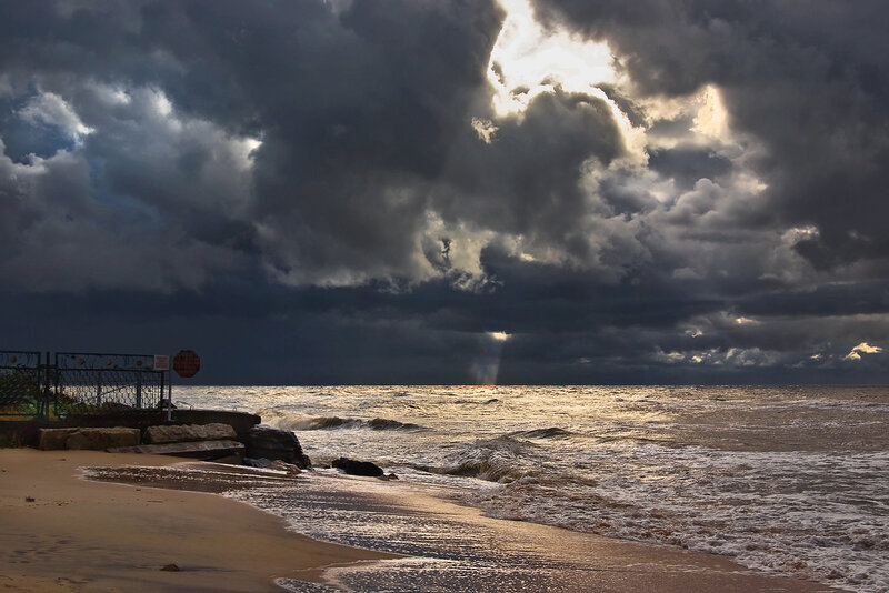 Stormy Sea at Sunset — Gray
