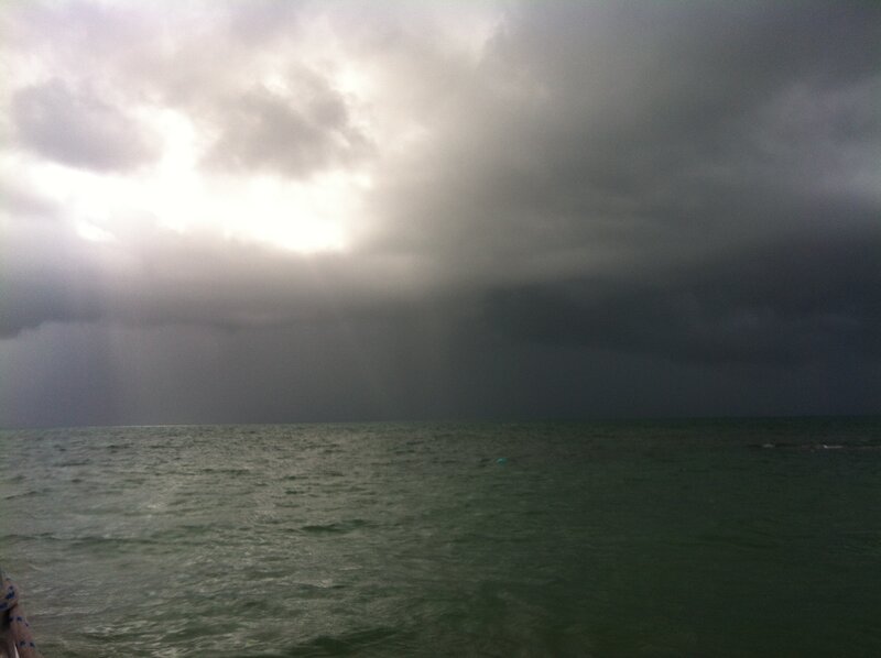Stormy Sea under Dark Clouds — Gray