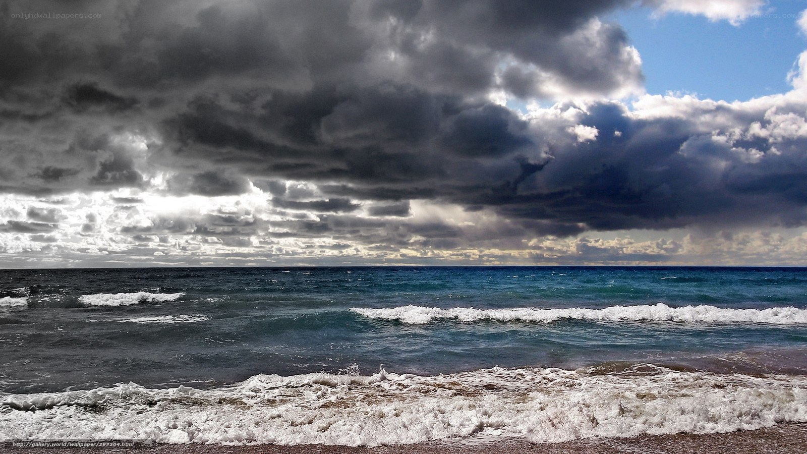 Stormy sea under dark clouds