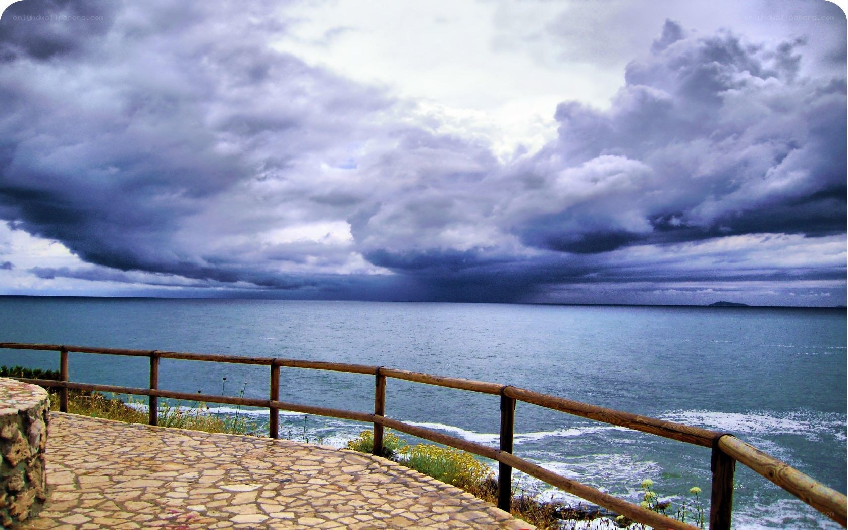 Stormy sea view from cliff