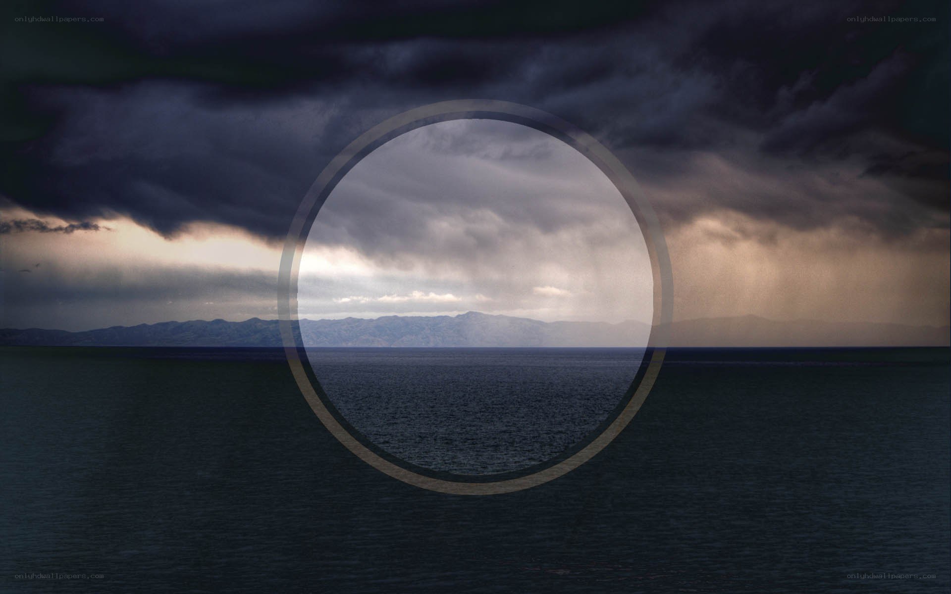 Stormy Sea View Through Circle