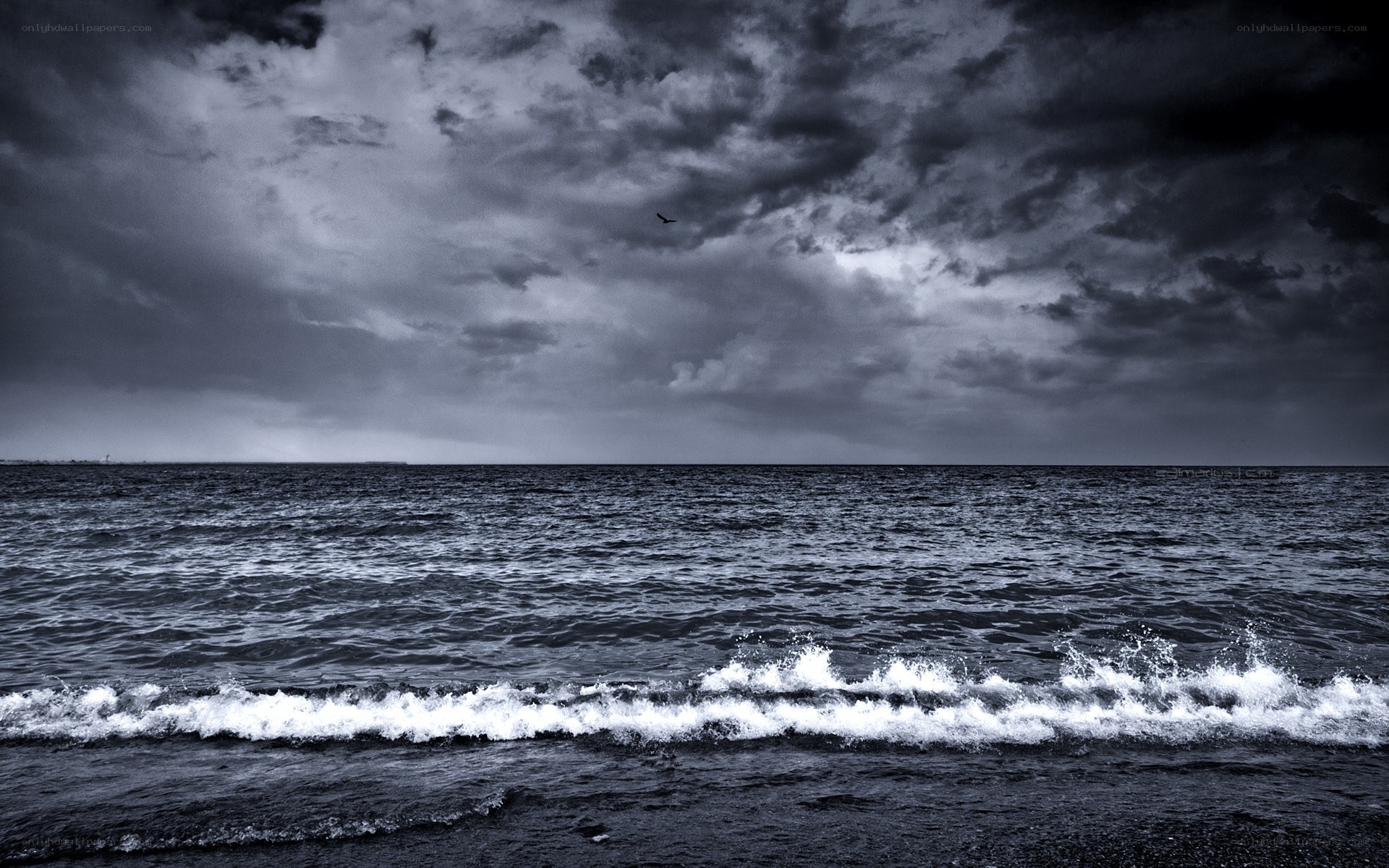 Stormy sea with crashing waves